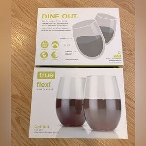 SOLD - Set of 4 New and Unused Plastic Stemless Wine Glasses
